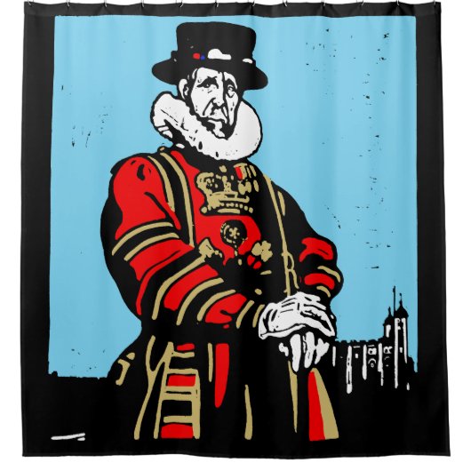 Een Yeoman Warder of Beefeater Douchegordijn (Voorkant)