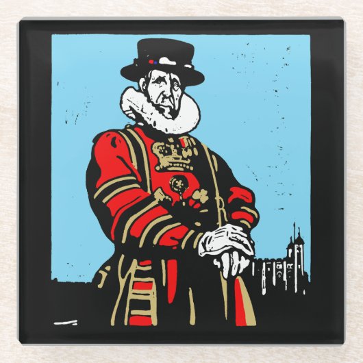 Een Yeoman Warder of Beefeater Glazen Onderzetter (Voorkant)