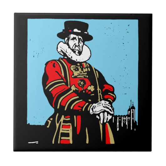 Een Yeoman Warder of Beefeater Tegeltje (Voorkant)