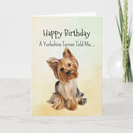 Een Yorkie Persoonlijkheid Verjaardag Fun Animal Kaart (Voorkant)