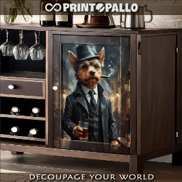 Een Yorkshire Terrier met whisky in 1920 Chicago Tissuepapier