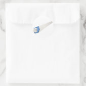 Een zaag vasthouden ronde sticker (Tas)