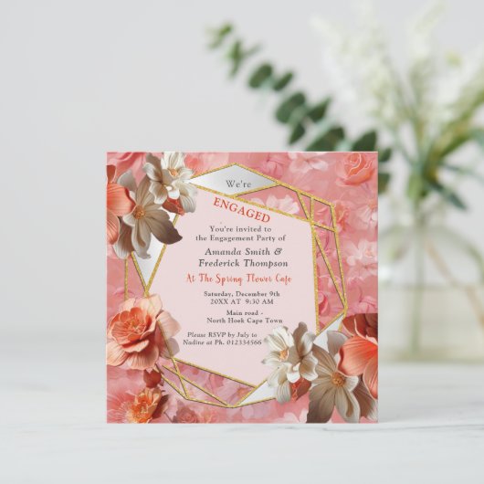 Een zachte 2024 kleur van Peach Fuzz Flowers Bedankkaart (Staand voorkant)