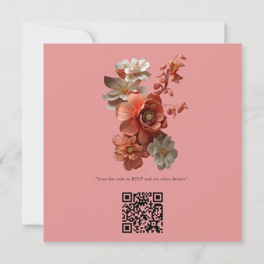 Een zachte 2024 kleur van Peach Fuzz Flowers Bedankkaart (Achterkant)