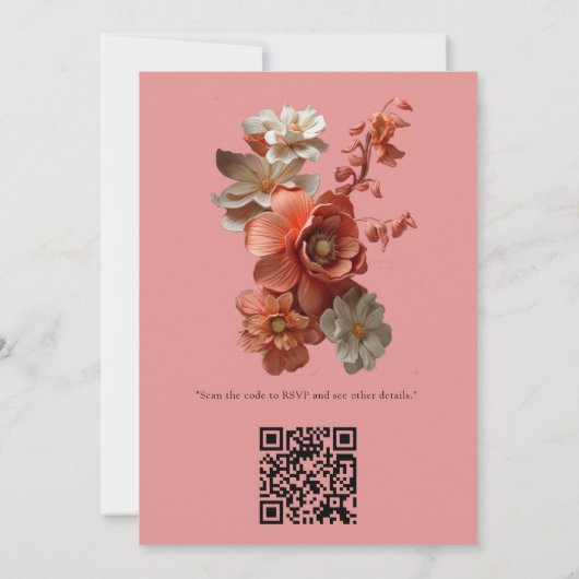 Een zachte 2024 kleur van Peach Fuzz Flowers Kaart (Achterkant)