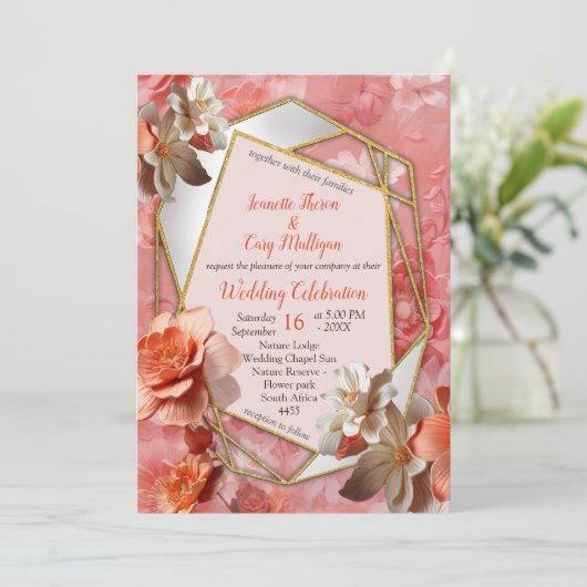 Een zachte 2024 kleur van Peach Fuzz Flowers Kaart (Staand voorkant)