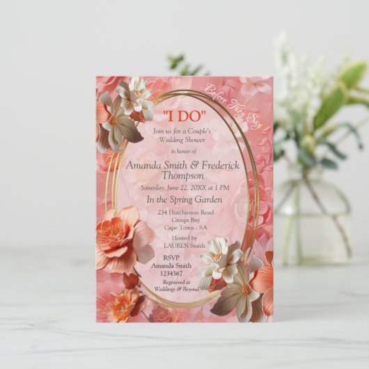 Een zachte 2024 kleur van Peach Fuzz Flowers Kaart (Staand voorkant)