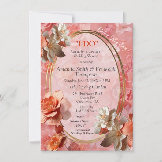 Een zachte 2024 kleur van Peach Fuzz Flowers Kaart (Voorkant)