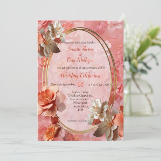 Een zachte 2024 kleur van Peach Fuzz Flowers Kaart (Staand voorkant)