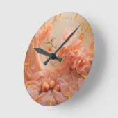 Een zachte 2024 kleur van Peach Fuzz Flowers Ronde Klok (Hoek)