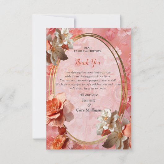 Een zachte 2024 kleur van Peach Fuzz Flowers RSVP Kaartje (Voorkant)