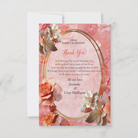 Een zachte 2024 kleur van Peach Fuzz Flowers RSVP Kaartje (Voorkant)