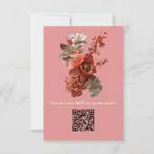 Een zachte 2024 kleur van Peach Fuzz Flowers RSVP Kaartje (Achterkant)