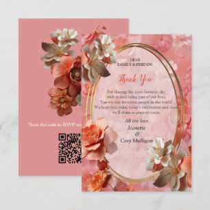 Een zachte 2024 kleur van Perzik Fuzz Bloemen Dank RSVP Kaartje