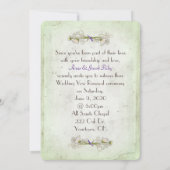 een zachte groene tint met een verscheurde papiere kaart (Achterkant)