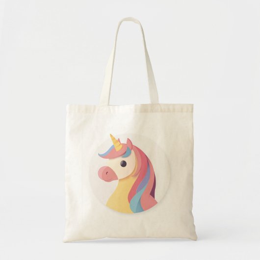 Een zachte kleur eenhoorn hoofd tote bag (Voorkant)