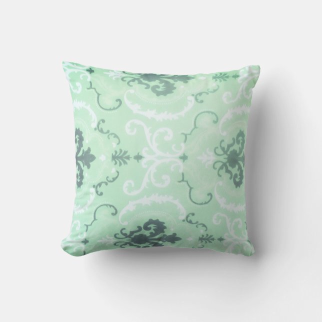 Een zachte pastelgroene sierkussen (Voorkant)