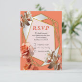 Een zachte, rozeachtige tint genaamd Peach Fuzz Fl RSVP Kaartje (Staand voorkant)