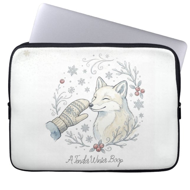 Een zachte winterboop laptop sleeve (Voorkant)