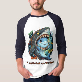 Een zachte ziel in een wild masker Cute haai T-shirt