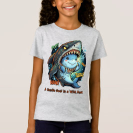 Een zachte ziel in een wild masker Cute haai T-shirt