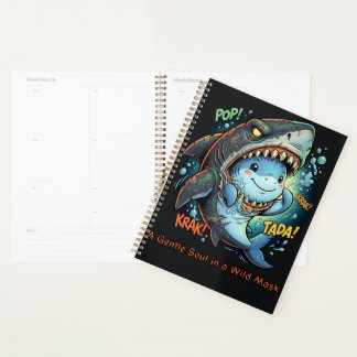 Een zachte ziel in een wilde masker Cute Haai Planner