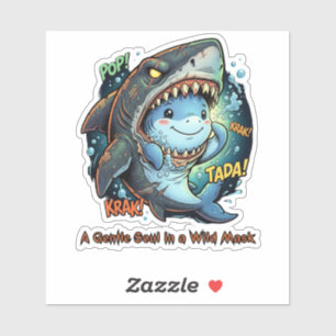 Een zachte ziel in een wilde masker Lieve haai Sticker