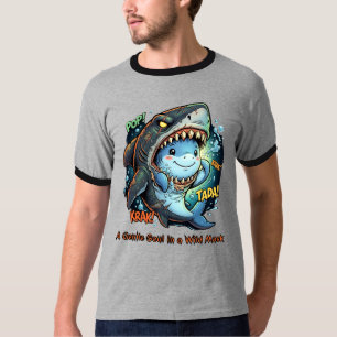Een zachte ziel in een wilde masker Lieve haai T-shirt