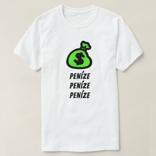 een zak geld en geld in het Tsjechisch T-shirt (Design voorkant)