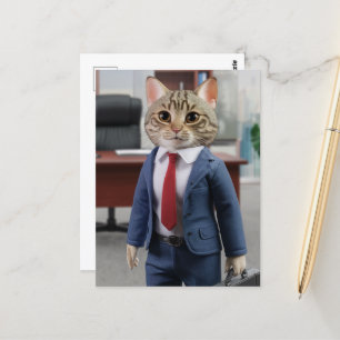 Een zakelijke kat briefkaart