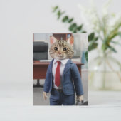 Een zakelijke kat briefkaart (Staand voorkant)