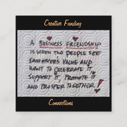 Een zakelijke vriendschap vierkante visitekaartje (Voorkant)