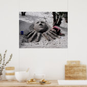 Een zandsculptuur maken in de lente in Marbella Poster (Keuken)