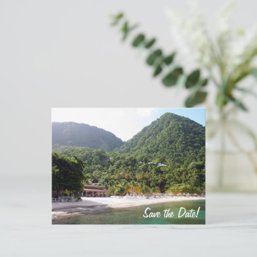 Een zandstrand op het eiland Saint Lucia Aankondigingskaart (Staand voorkant)
