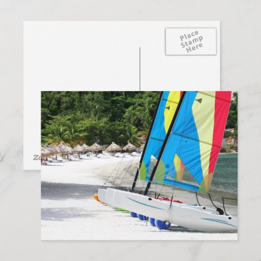 Een zandstrand op het eiland Saint Lucia Briefkaart (Voorkant / Achterkant)