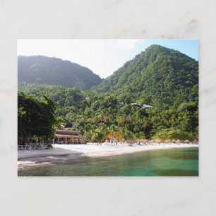 Een zandstrand op het eiland Saint Lucia Briefkaart