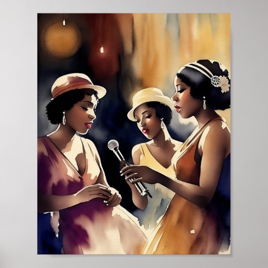 Een zanggroep die optreedt in een jazzclub poster (Voorkant)