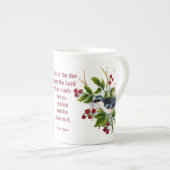 een zangvogel in een bessen struik met de scriptbo porselein kop (Voorkant rechts)