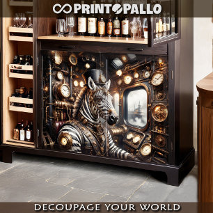 Een zebra die Victoriaans treinen bestuurt in het  Tissuepapier