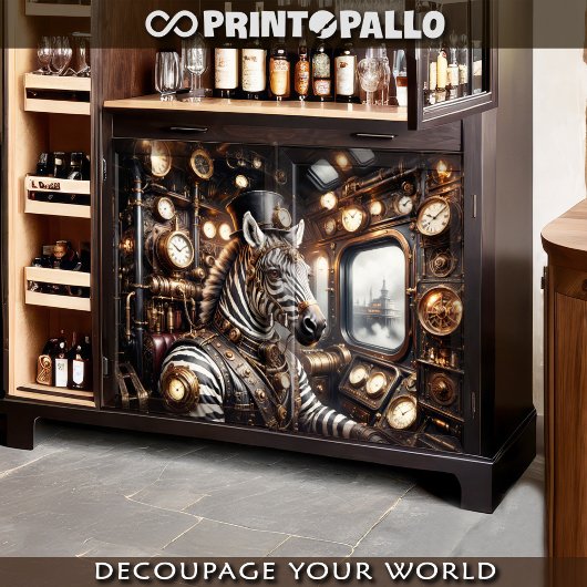 Een zebra die Victoriaans treinen bestuurt in het Tissuepapier