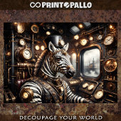 Een zebra die Victoriaans treinen bestuurt in het Tissuepapier