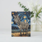 Een Zebra in de Sterrennacht Briefkaart (Staand voorkant)