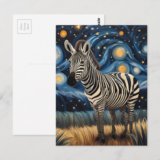 Een Zebra in de Sterrennacht Briefkaart (Voorkant / Achterkant)