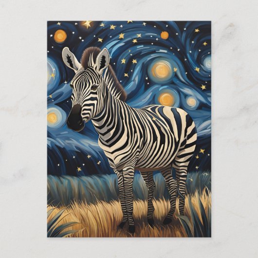 Een Zebra in de Sterrennacht Briefkaart (Voorkant)