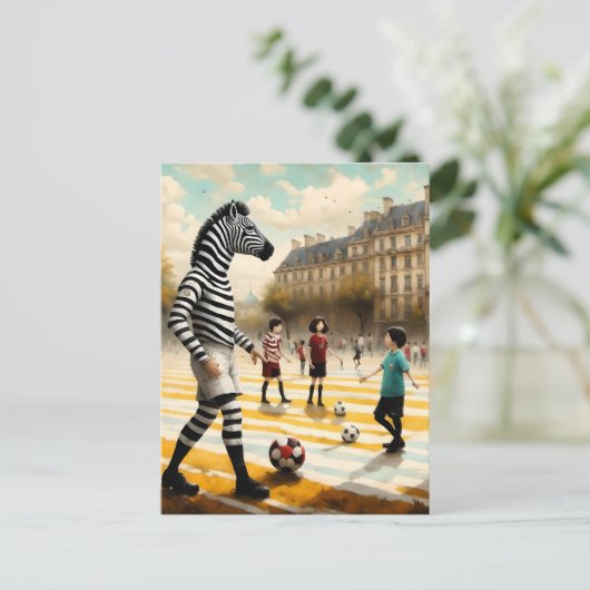 Een Zebra-scheidsrechter in een voetbalwedstrijd Briefkaart (Staand voorkant)