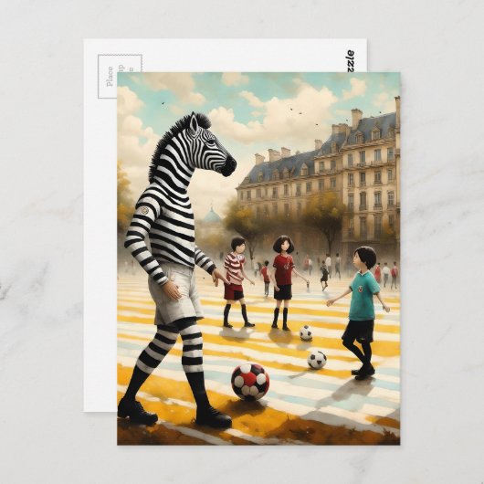 Een Zebra-scheidsrechter in een voetbalwedstrijd Briefkaart (Voorkant / Achterkant)