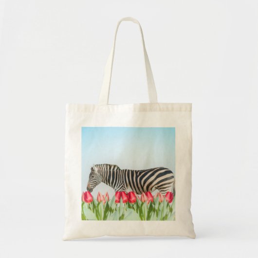 Een zebra tussen de tulpen tote bag (Voorkant)