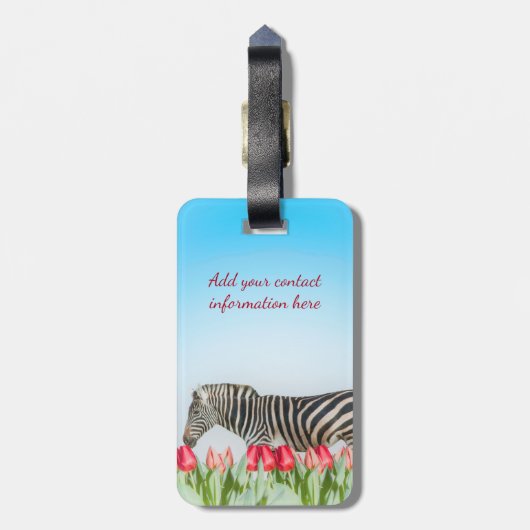 Een Zebra van de Tulpen Bagagelabel (Achterkant verticaal)