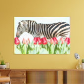 Een Zebra van de Tulpen Canvas Afdruk (Insitu (Woonkamer))