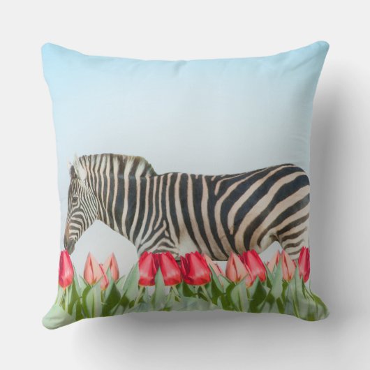Een Zebra van de Tulpen Kussen (Achterkant)